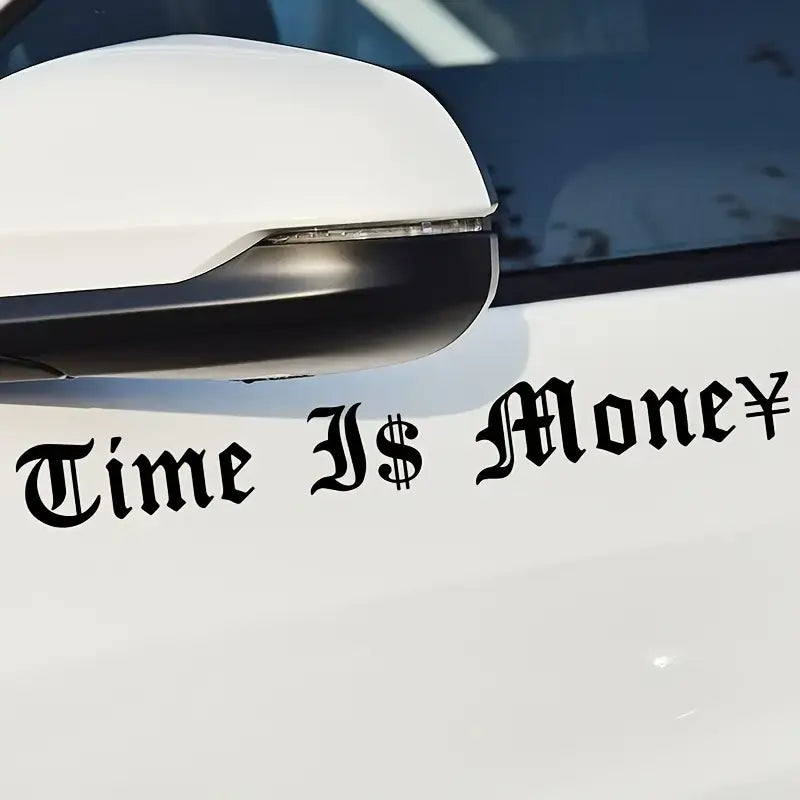 Vehicle Decoration Time Is Money Colorful Car Decal Waterproof Creative Lettering PVC Sticker, Die-Cut Decal