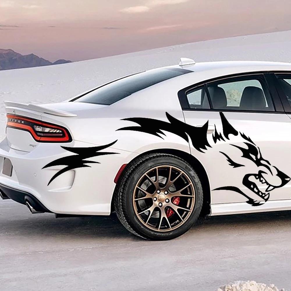 2Pcs/set Running Wolf Graphics Car Body Sticker , Die-Cut Decal