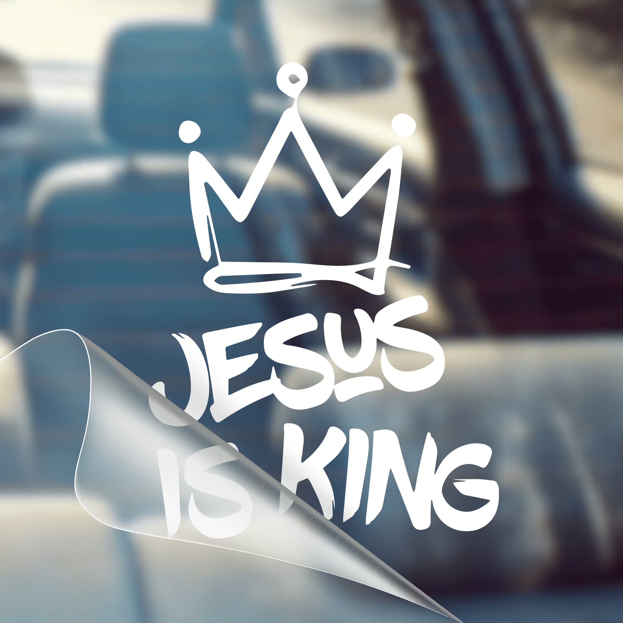 Jesus is King - Christian Jesus Cross Car Vinyl Decal Bumper Sticker for Car, Wall, Window, Vehicle, Weather Resistant, Viral | Die Cut Vinyl Decal/ Bumper For Windows, Cars, Trucks, Laptops, Etc.