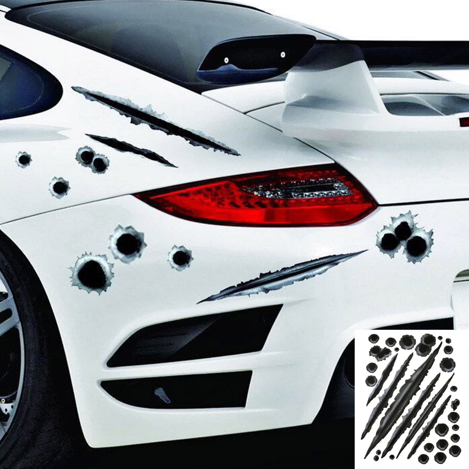 Konghyp Car Modification Stickers – Simulation Bullet Hole Crack Stickers | Die Cut Vinyl Decal/ Bumper For Windows, Cars, Trucks, Laptops, Etc.