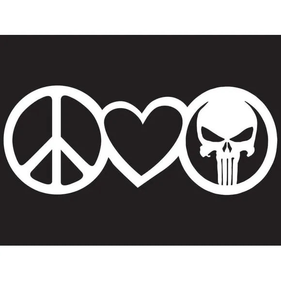 Peace Love Punisher Skull Vinyl Decal Sticker | Cars Trucks Vans Walls Laptops  Die Cut Vinyl Decal