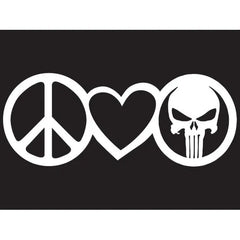 Peace Love Punisher Skull Vinyl Decal Sticker | Cars Trucks Vans Walls Laptops  Die Cut Vinyl Decal