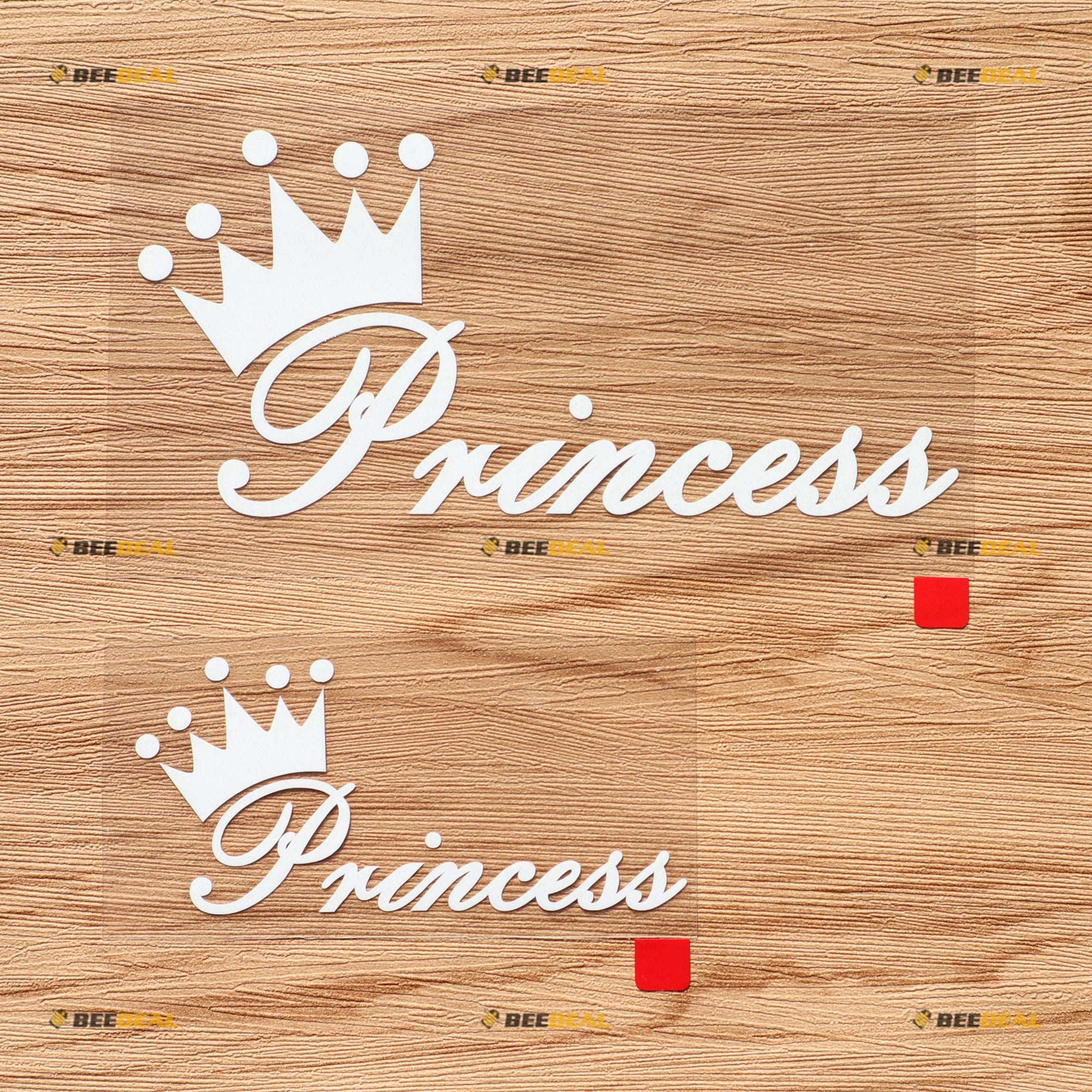 Princess Girl Crown Decal Vinyl Sticker - 2 Pack White, 4 Inches, 6 Inches - No Background for Car Boat Laptop Cup  Die Cut Vinyl Decal/ Bumper For Windows, Cars, Trucks, Laptops, Etc.