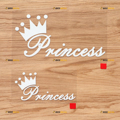 Princess Girl Crown Decal Vinyl Sticker - 2 Pack White, 4 Inches, 6 Inches - No Background for Car Boat Laptop Cup  Die Cut Vinyl Decal/ Bumper For Windows, Cars, Trucks, Laptops, Etc.