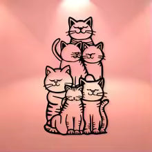 WhimsyCat Metal Minimalist Cat Silhouette Wall Art - 1pc Hanging Decor for Cat Lovers- No-Electricity Outdoor Festive Decoration Die Cut Vinyl Decal