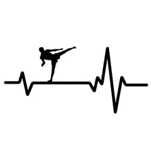 Fashion Kickboxing Glove Man Heartbeat Vinyl Black/Silver Car Sticker 16.8CM*7.8CM Die Cut Vinyl Decal