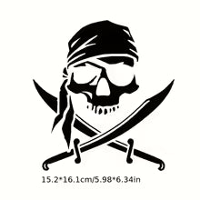 Skull Pirate Sticker - Light Black and White Pirate Ship Design, Car and Motorcycle Decoration, Suitable for Vehicles, Trucks Die Cut Vinyl Decal