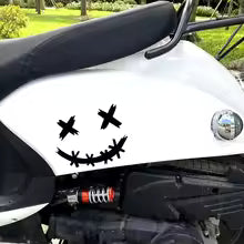 Waterproof Reflective Stickers for Motorcycle Helmet, Demon Smiling Face Decal, Auto Body Decoration, Car Sticker, Laser  Die Cut Vinyl Decal