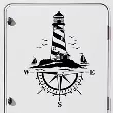 Van Camping Rv Caravan Lighthouse Comb of the Winds Compass Car Decor Sticker Motor Vinyl Vehicle Decal Auto Tuning Accessories  Die Cut Vinyl Decal
