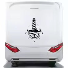 Van Camping Rv Caravan Lighthouse Comb of the Winds Compass Car Decor Sticker Motor Vinyl Vehicle Decal Auto Tuning Accessories  Die Cut Vinyl Decal