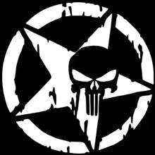 Punisher skeleton Pentagram personality 3D waterproof car sticker is suitable for PVC car door, personality interesting Decal Die Cut Vinyl Decal