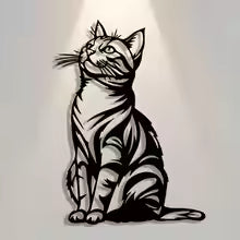 Silhouette Cat Metal Wall Art Black White Modern Home Decor Waterproof Rustproof  Die Cut Vinyl Decal