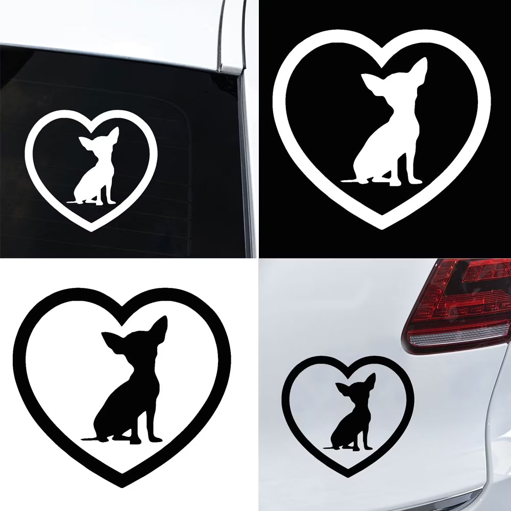 SPRING PARK Cute Chihuahua Dog Heart Car Vehicle Body Die Cut Vinyl Decal