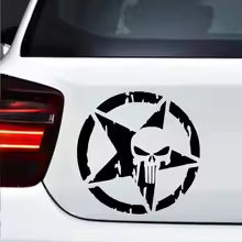 Punisher skeleton Pentagram personality 3D waterproof car sticker is suitable for PVC car door, personality interesting Decal Die Cut Vinyl Decal