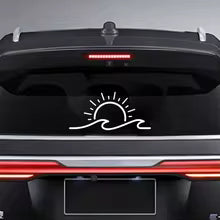 Beach-Ready Car Accessories: Sun & Wave Vinyl Stickers for Your Bumper, Truck, or Notebook! Die Cut Vinyl Decal