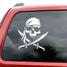 Skull Pirate Sticker - Light Black and White Pirate Ship Design, Car and Motorcycle Decoration, Suitable for Vehicles, Trucks Die Cut Vinyl Decal