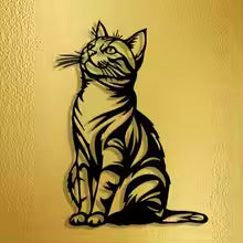 Silhouette Cat Metal Wall Art Black White Modern Home Decor Waterproof Rustproof  Die Cut Vinyl Decal