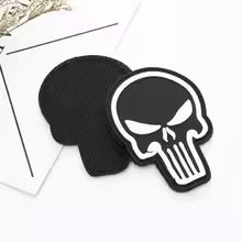PVC Punish Skull Morale Emblem Night Luminous Skeleton Head Patch Hook Backing Attachment for Tactical Backpack Rubber Cap Badge Die Cut Vinyl Decal