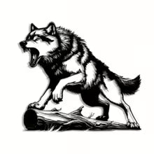1PC Black & White Roaring Wolf Sticker Decorative Decal For Car Laptop Motorcycle Accessories Die Cut Vinyl Decal
