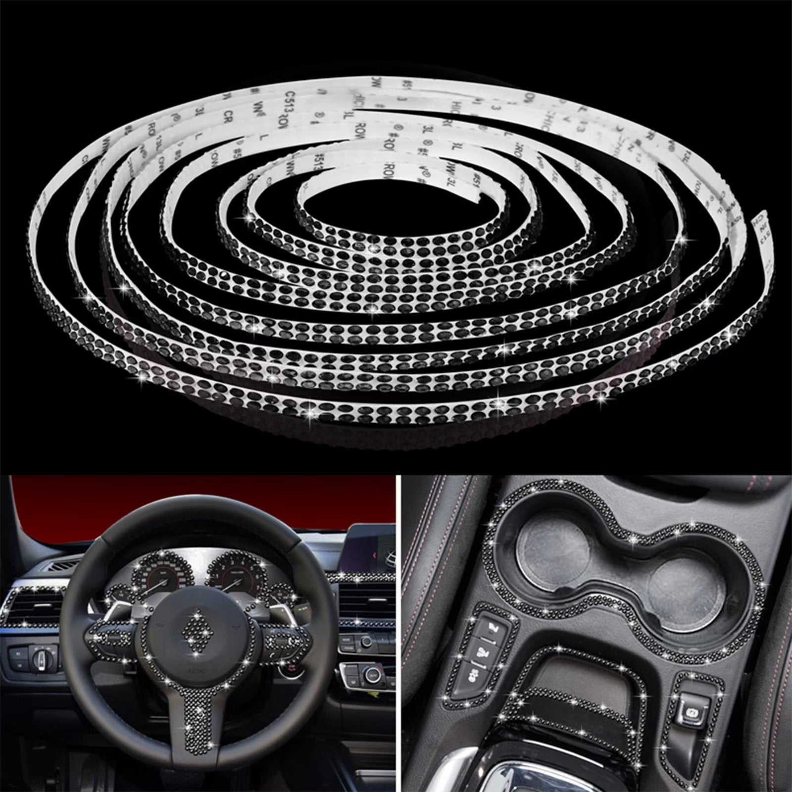 Self Adhesive Shiny Crystal Car Decoration Stickers, Rhinestone Car Interior and Exterior Decor  Die Cut Vinyl Decal/ Bumper For Windows, Cars, Trucks, Laptops, Etc.