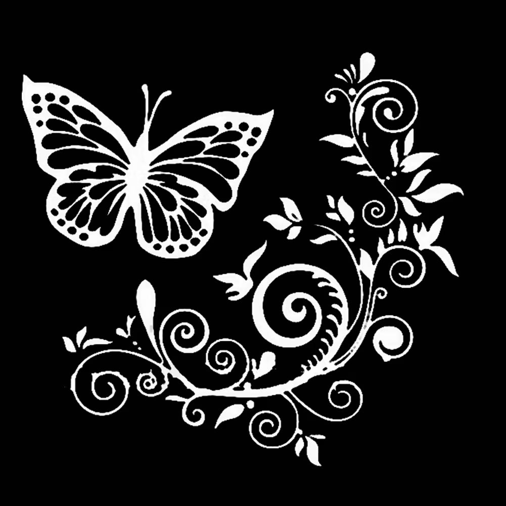 Taosunzt Butterfly Flower Car-Styling Vehicle Body Window Reflective Decals Sticker Decor | Die Cut Vinyl Decal/ Bumper For Windows, Cars, Trucks, Laptops, Etc.