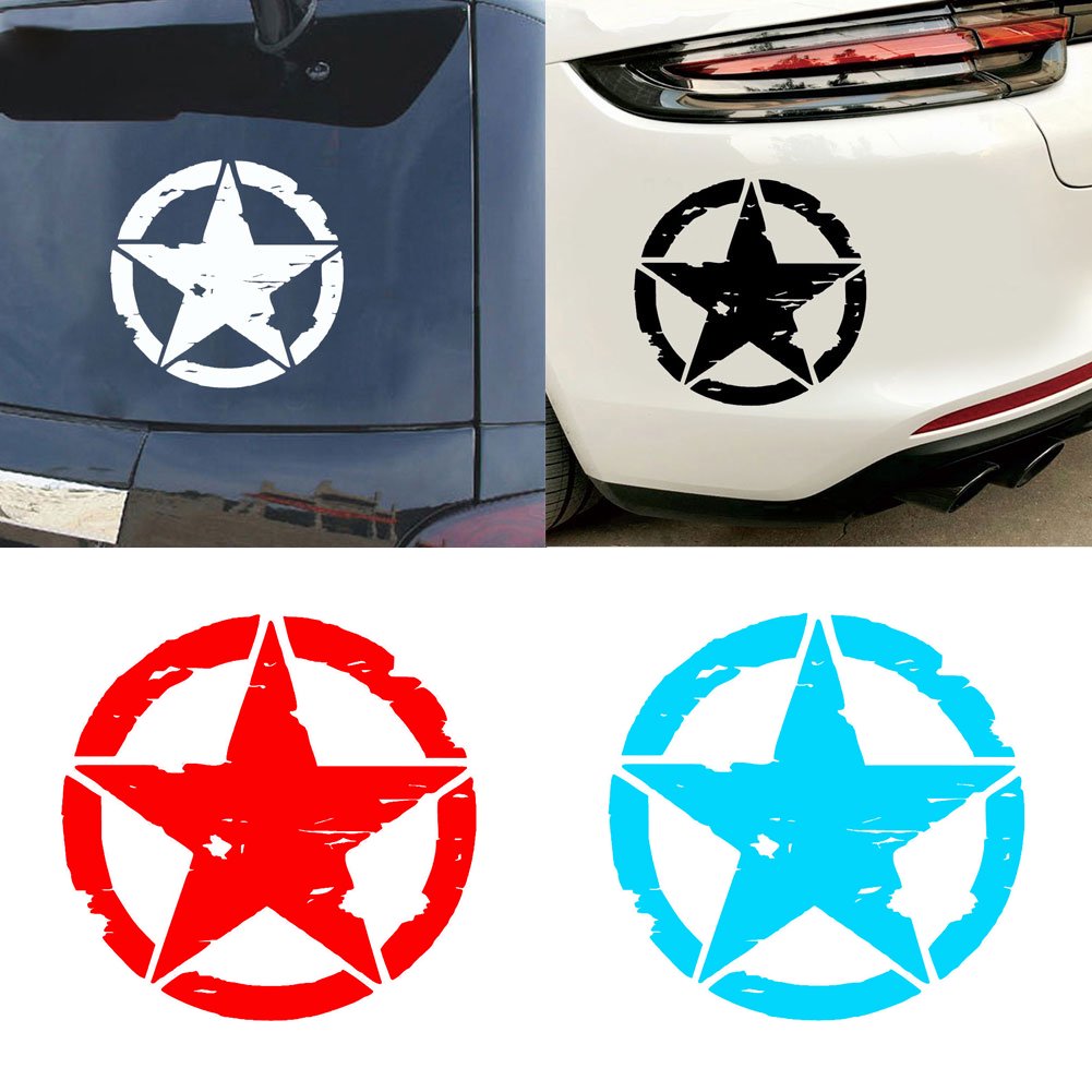 Walbest 5.9" Star Car Sticker Decal for Car Hood Auto Five-Pointed Star  Die Cut Vinyl Decal/ Bumper For Windows, Cars, Trucks, Laptops, Etc.