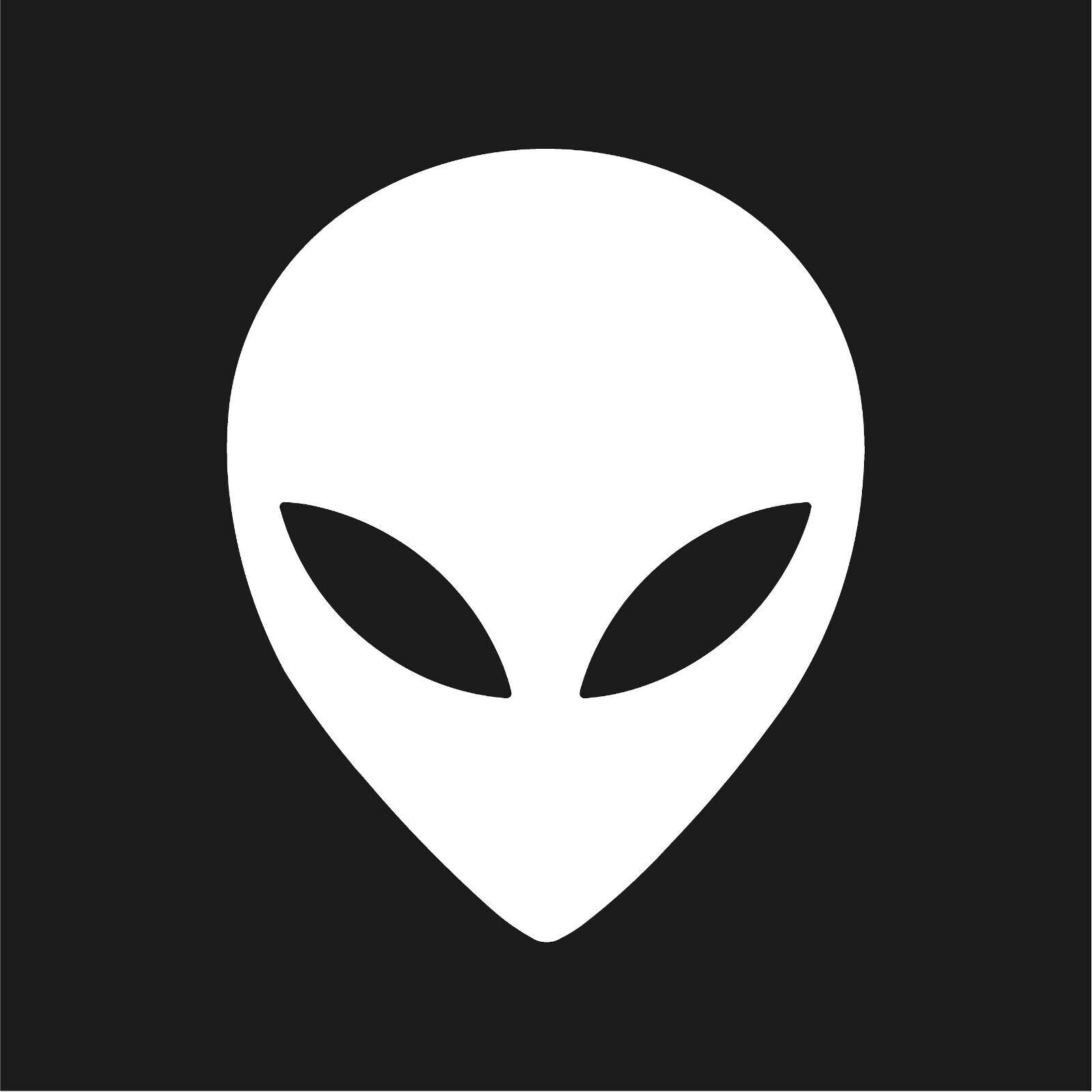 alien head outline vinyl decal white die cut sticker for vehicle and laptop surfaces