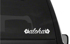 aloha-hawaii-hibiscus-vinyl-decal applied on car window outdoor waterproof