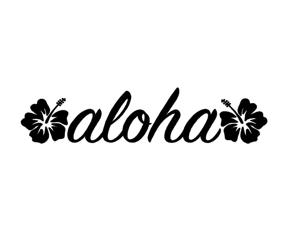 aloha-hawaii-hibiscus-vinyl-decal black waterproof for cars trucks laptops