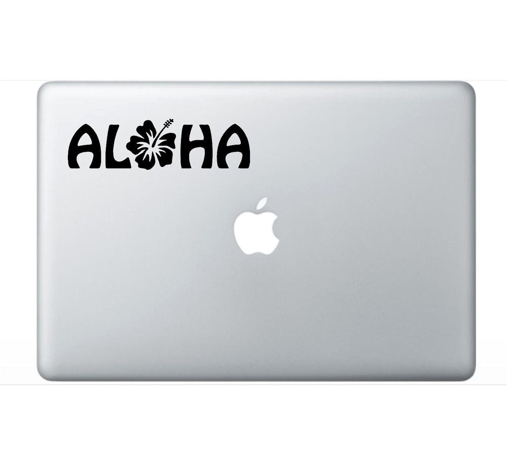 aloha-hibiscus-hawaii-vinyl-decal applied on car window outdoor laptop