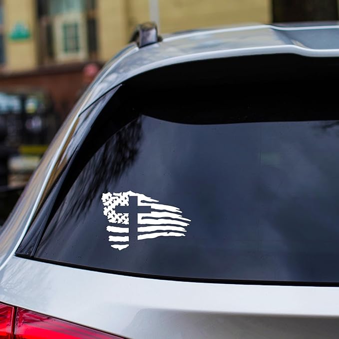 american flag cross vinyl decal black die cut patriotic and faith sticker for cars trucks windows