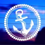 Anchor in rope circle vinyl die cut decal for cars trucks