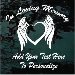 Angel Wings Heart Memorial Decals | Die Cut Vinyl Decal