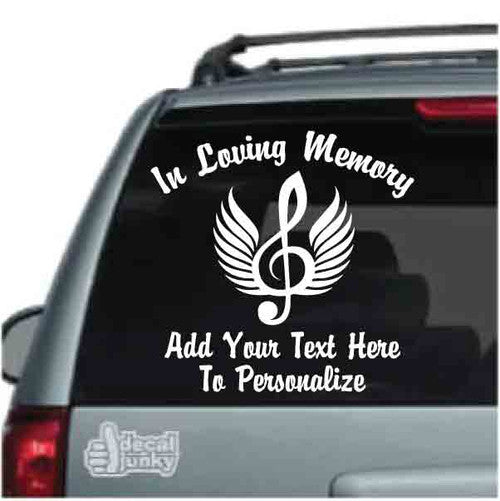 Angel Wings Treble Clef Memorial Vinyl Die Cut Vinyl Decal/ Bumper For Windows, Cars, Trucks, Laptops, Etc.