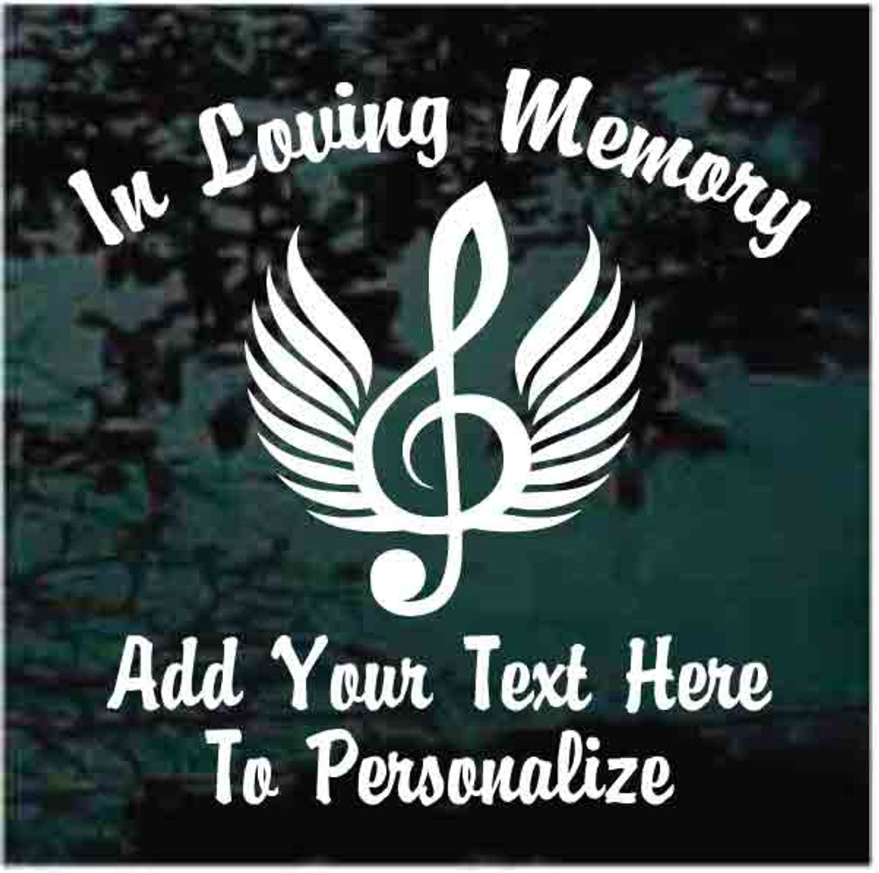 Angel Wings Treble Clef Memorial Vinyl Die Cut Vinyl Decal/ Bumper For Windows, Cars, Trucks, Laptops, Etc.