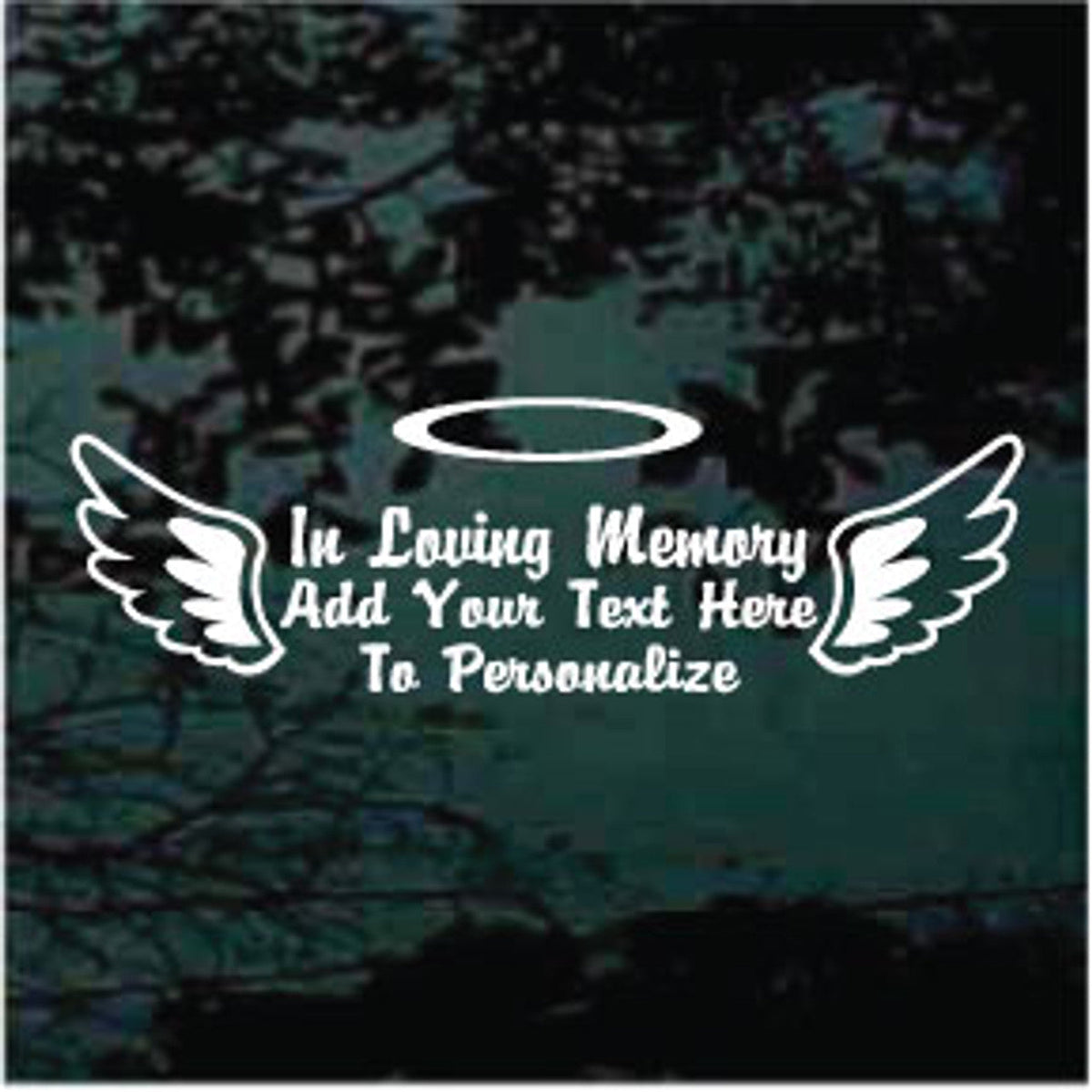 Angel Wings With Halo Memorial Vinyl Die Cut Vinyl Decal/ Bumper For Windows, Cars, Trucks, Laptops, Etc.