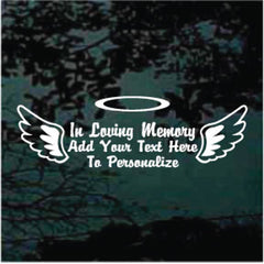 Angel Wings With Halo Memorial Vinyl Die Cut Vinyl Decal/ Bumper For Windows, Cars, Trucks, Laptops, Etc.