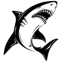 Angry Black and White Shark Die Cut Vinyl Decal