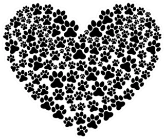 Animal Paw Print Heart In Black Sticker Die Cut Vinyl Decal