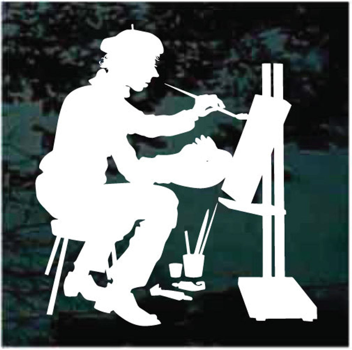 Artist Painting Vinyl Die Cut Vinyl Decal/ Bumper For Windows, Cars, Trucks, Laptops, Etc.