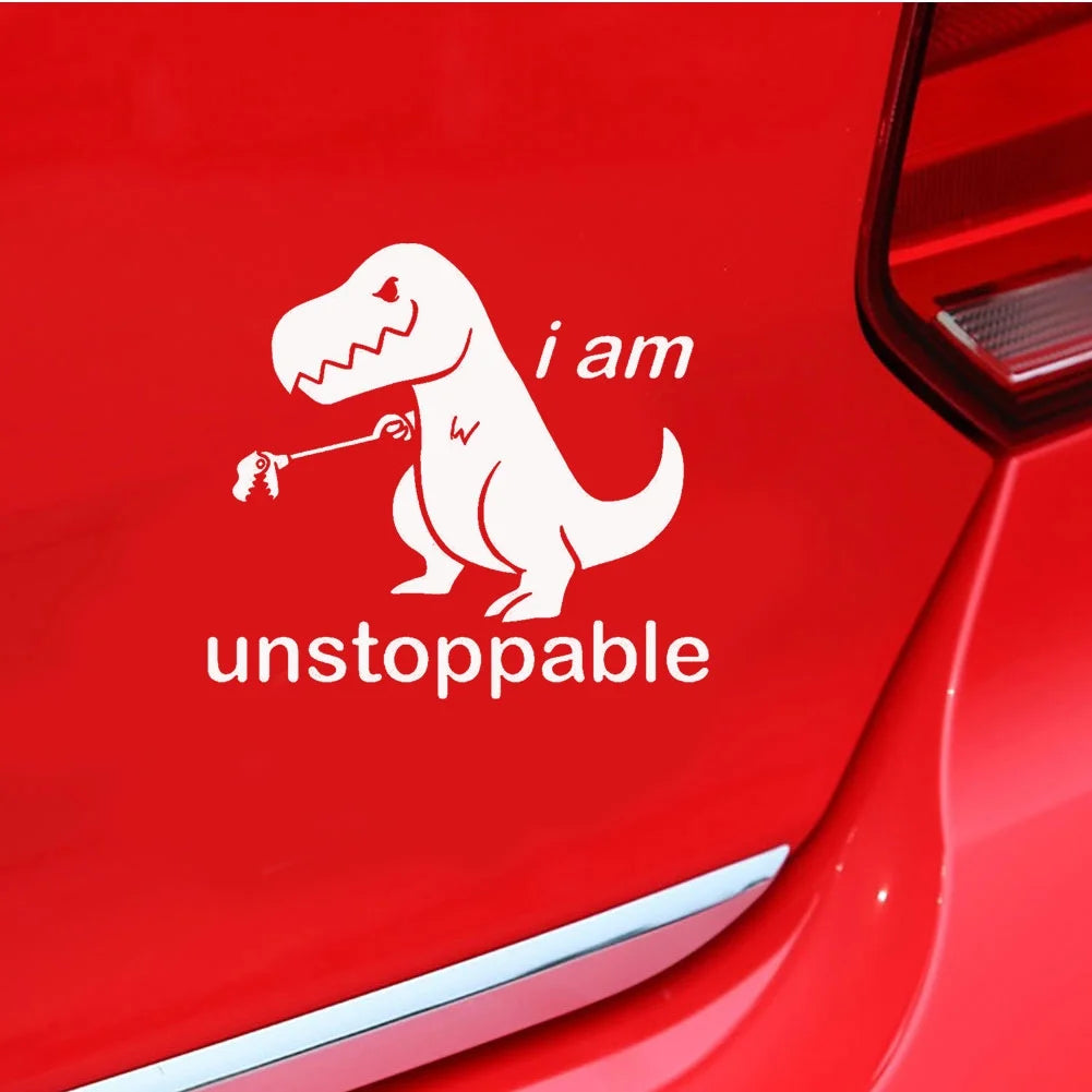 Hloma Funny Letters Dinosaur Car Vehicle Body Window Reflective Decals Sticker Decor | Die Cut Vinyl Decal/ Bumper For Windows, Cars, Trucks, Laptops, Etc.