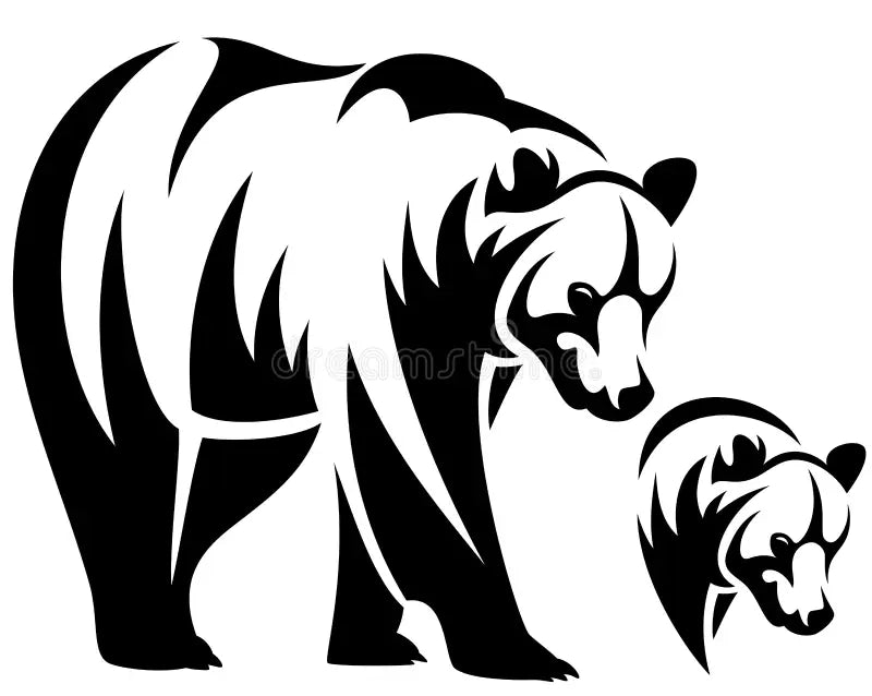 Walking bear and animal head black   Die Cut Vinyl Decal