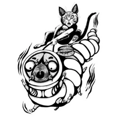 Cat And Caterpillar Illustration Sticker Die Cut Vinyl Decal