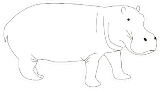 Cute Outline Hippo Sticker Die Cut Vinyl Decal