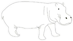 Cute Outline Hippo Sticker Die Cut Vinyl Decal