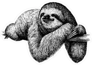 Engraved Sloth Sticker Die Cut Vinyl Decal