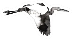 Monochrome Painting Crane Bird Sticker Die Cut Vinyl Decal
