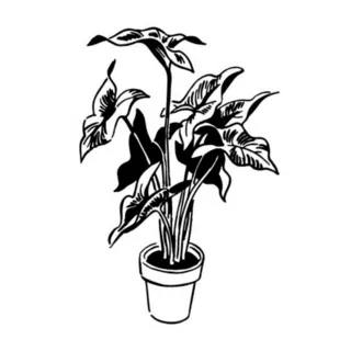 Black And White Plant In Pot Sticker Die Cut Vinyl Decal