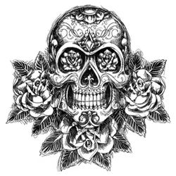 Black and White Skull And Roses Tattoo Sticker Die Cut Vinyl Decal