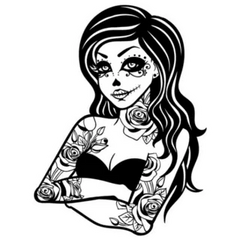 Skull Candy Girl Illustration with Tattoos Die Cut Vinyl Decal